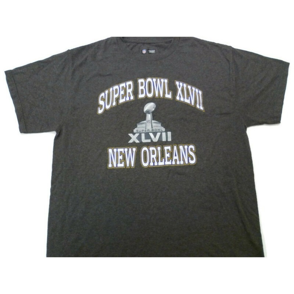 NFL Super Bowl XLVII 47 New Orleans Gray T-Shirt Mens Large Ravens 49ers